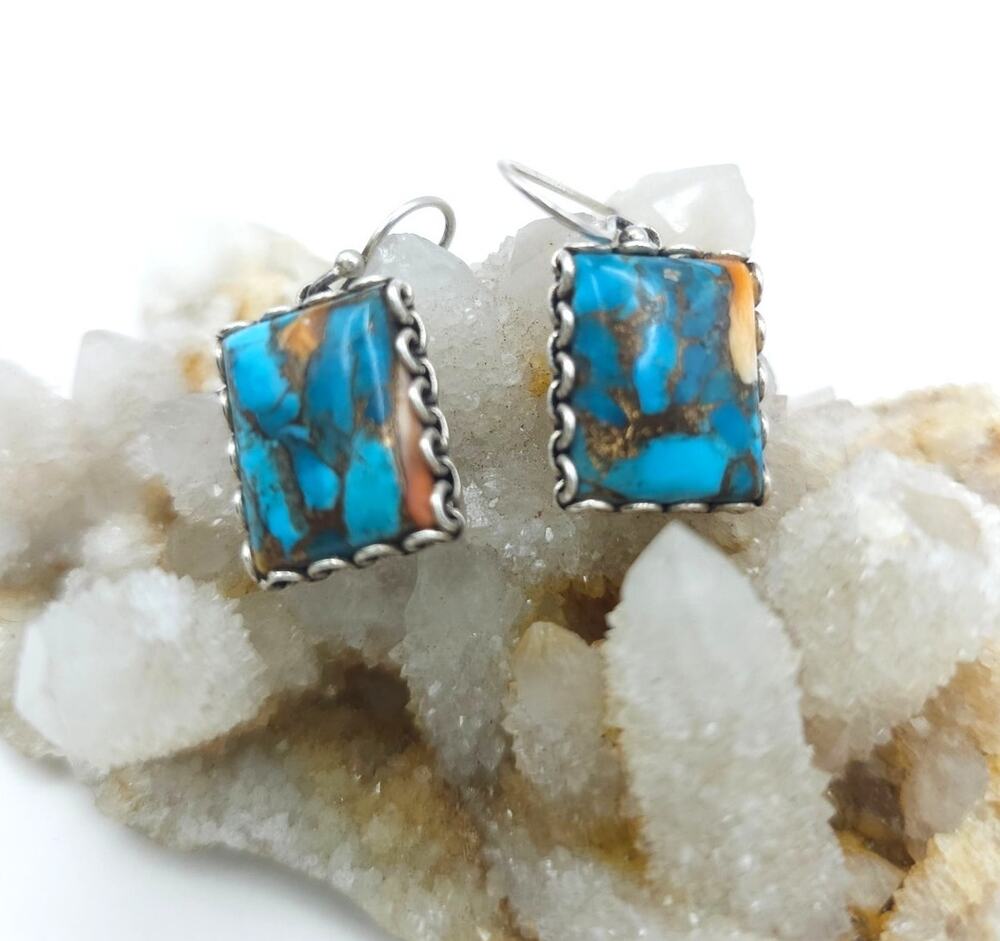 JTV BBJ Sterling Silver Mojave Turquoise Dangle Earrings Southwestern Drop 925